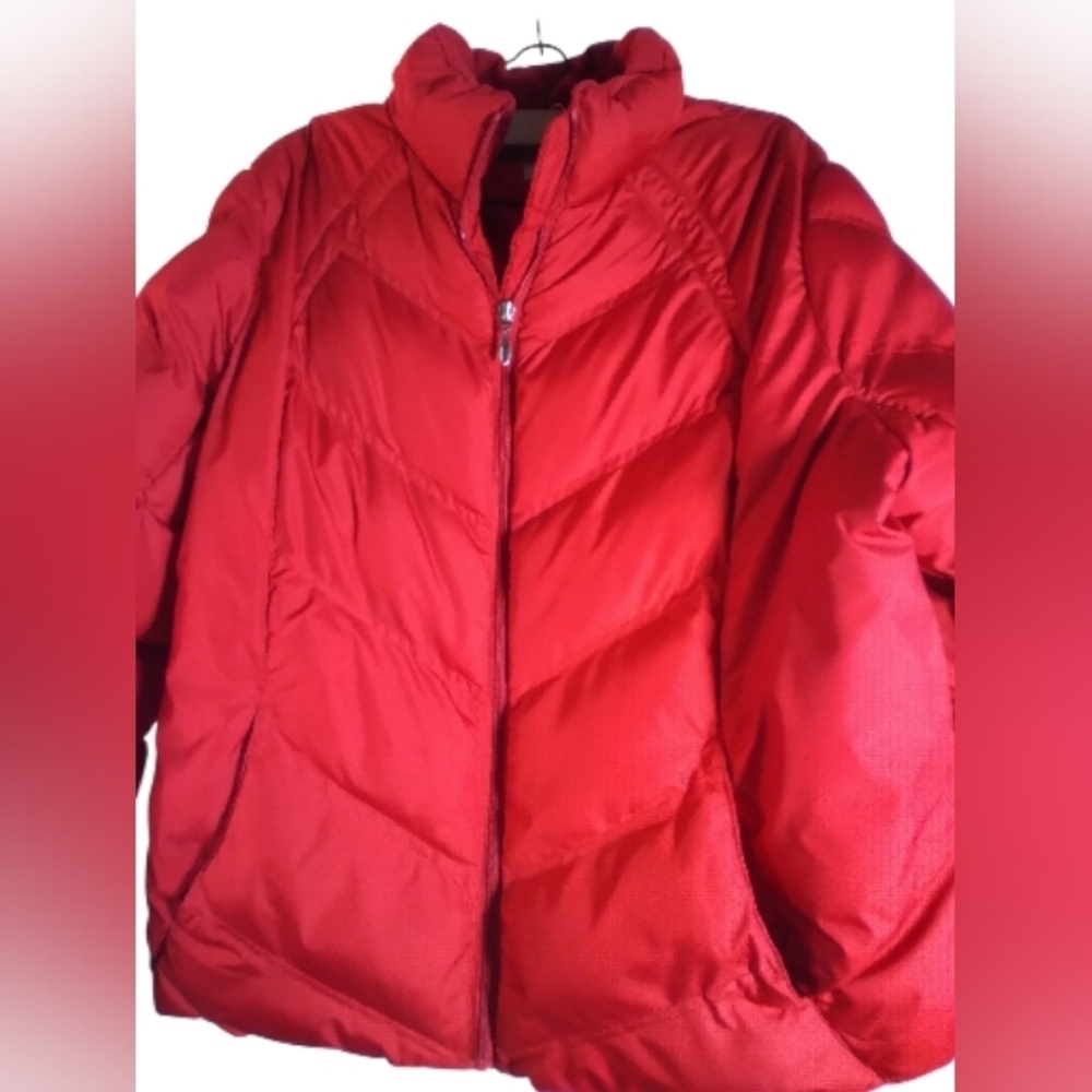 Athletic Works Women's Red Puffer Jacket Pockets Size 1X Outdoors Warm
